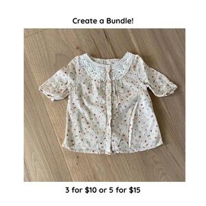 OshKosh Kids Girls Floral Three Quarter Sleeve Peasant Shirt with Lace Size 18M